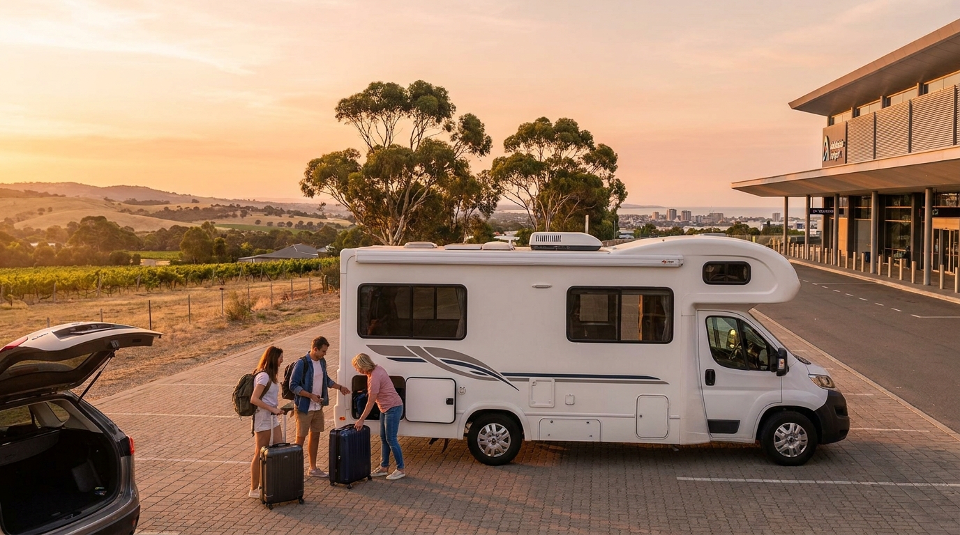 Map for Airport RV Pickup Tips for Adelaide - Fly and Drive Guide 2026
